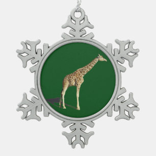 Giraffe Snowflake Pewter Christmas Ornament