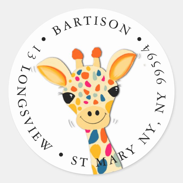Giraffe Société Sticker Classic Round (Devant)