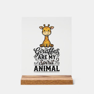 Giraffe Spirit Animal Vintage Engraving Shirt Desi Acrylic Sign