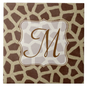 Giraffe Spot Animal Print Monogram Display Tile