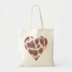 Giraffe Spots Pattern in a Heart Shape Canvas Bags