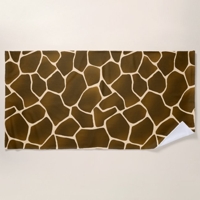 Giraffe Spots Wild Safari Animal Skin Print Beach Towel (Front)