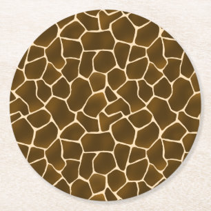 Giraffe Spots Wild Safari Animal Skin Print Round Paper Coaster