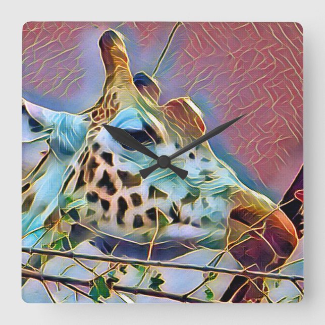 GIRAFFE  SQUARE WALL CLOCK (Front)
