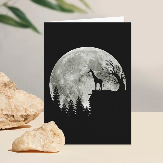 giraffe standing on moon halloween card (Creator Uploaded)