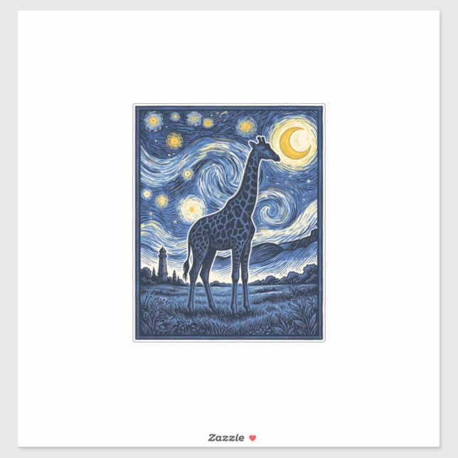 Giraffe Starry Night Vintage (Sheet)