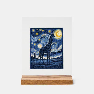 Giraffe Starry Night Vintage Acrylic Sign
