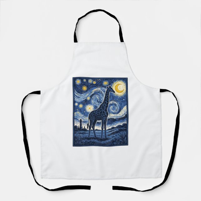 Giraffe Starry Night Vintage Apron (Front)