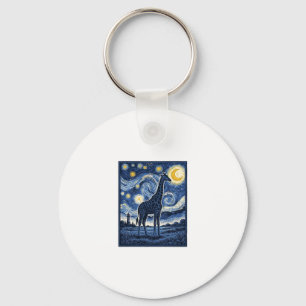 Giraffe Starry Night Vintage Keychain