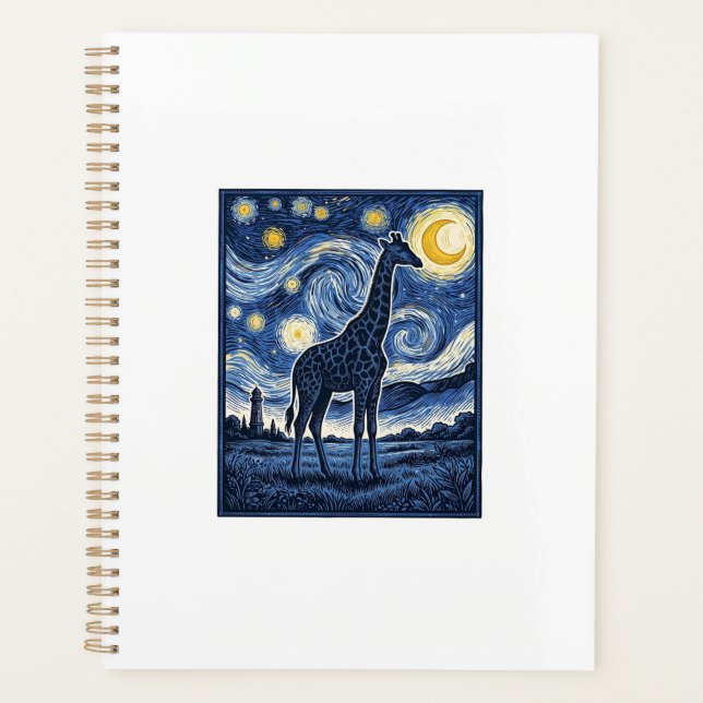 Giraffe Starry Night Vintage Planner (Front)