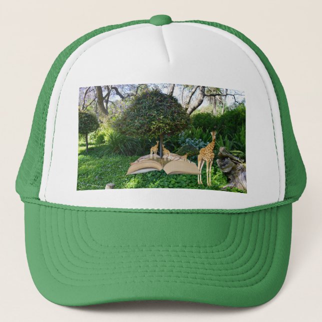 Giraffe Story Book Time Pop Out Art, Trucker Hat (Front)