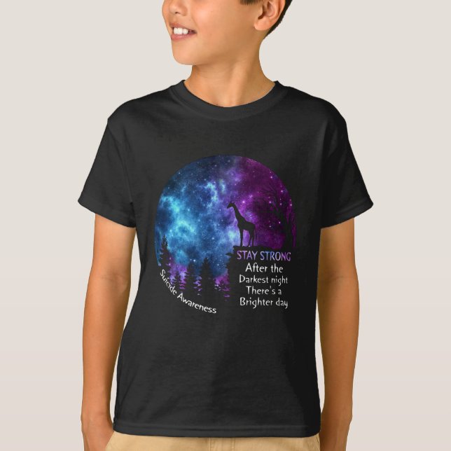 Giraffe Suicide Awareness Stay Strong Giraffe Gift T-Shirt (Front)