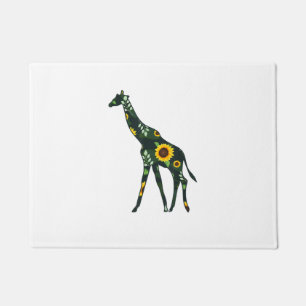 Giraffe Sunflower Girl Floral Ruminant Hawaiian Wo Doormat