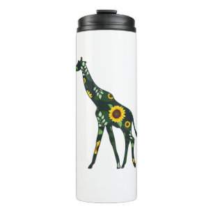 Giraffe Sunflower Girl Floral Ruminant Hawaiian Wo Thermal Tumbler