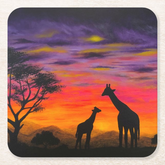 "Giraffe Sunset" Coaster by Gregg's Deep Colours (Front)
