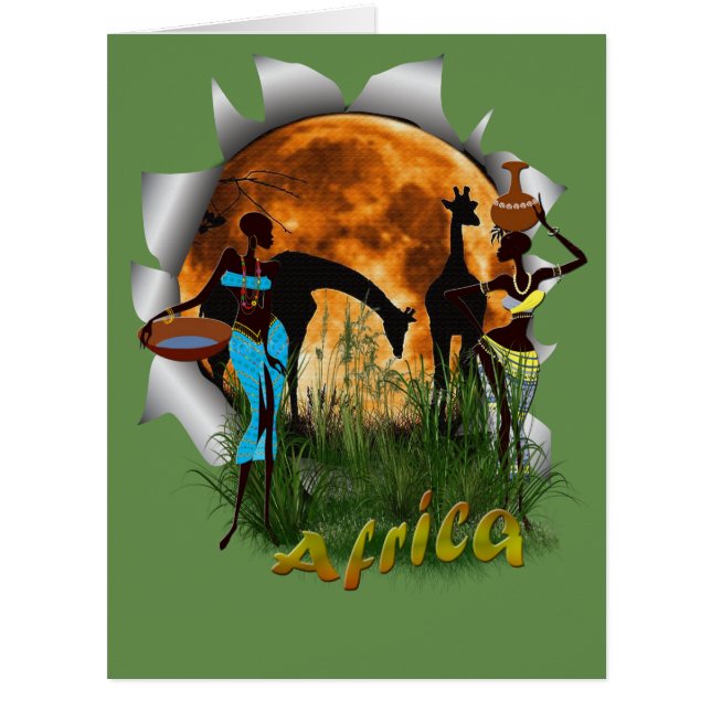 Giraffe, sunset & trendy African girls (Front)