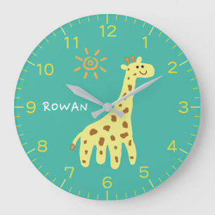 Giraffe & Sunshine Personalized Kids Wall Clock