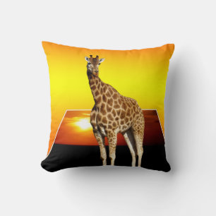 Giraffe Sunshine Popout Art Throw Cushion. Pillow