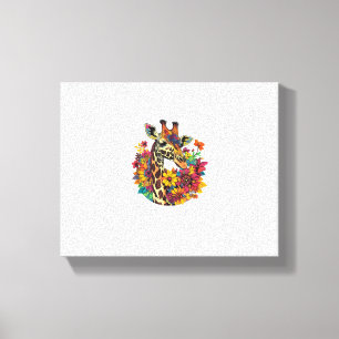 Giraffe Surrounded By Colourful Flowers _1 Canvas Print