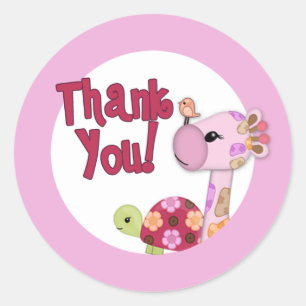 GIRAFFE Sweet Safari Baby Shower Thank You SST#4 Classic Round Sticker