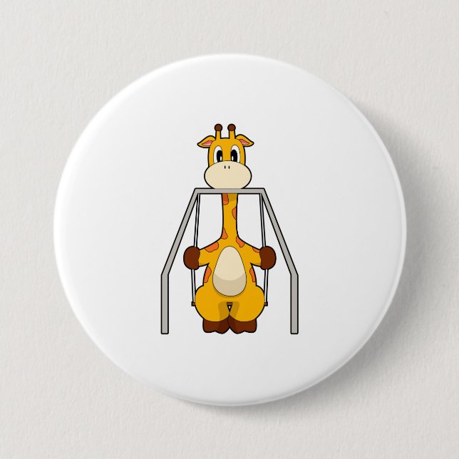 Giraffe Swing 3 Inch Round Button (Front)