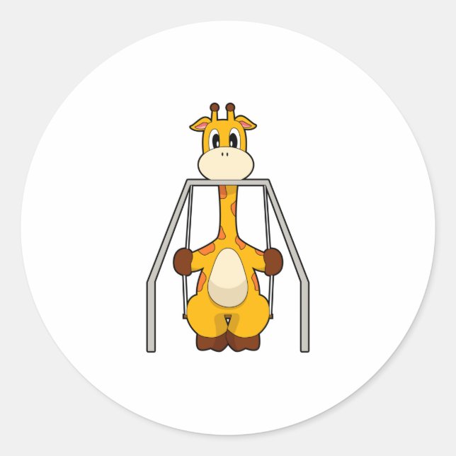 Giraffe Swing Classic Round Sticker (Front)