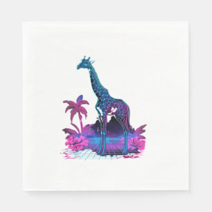Giraffe Synthwave Vaporwave Art Napkin