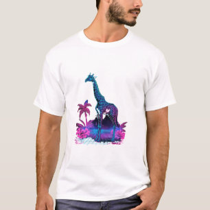 Giraffe Synthwave Vaporwave Art   T-Shirt