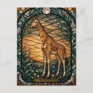 Giraffe Tall Savanna Illumina Stained Glass Postcard