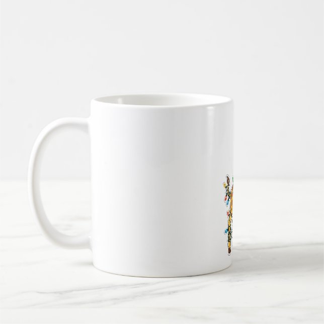 Giraffe Tangled Christmas Lights Funny Coffee Mug (Left)