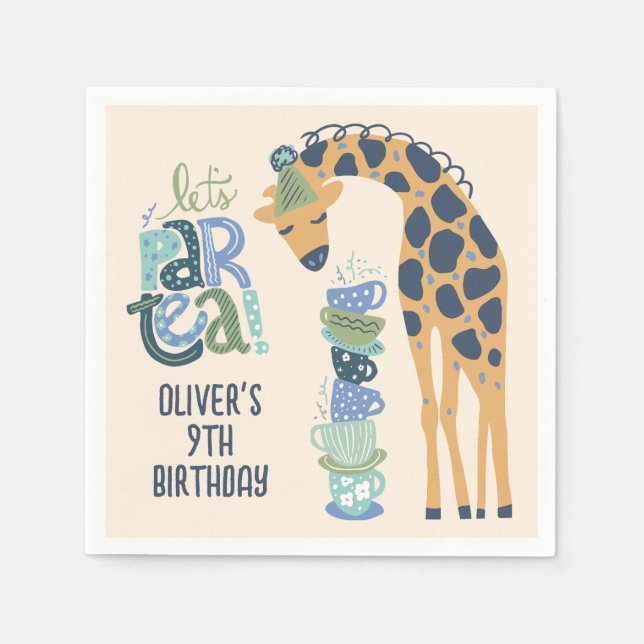 Giraffe Tea Party Kids Birthday Party Napkin (Front)