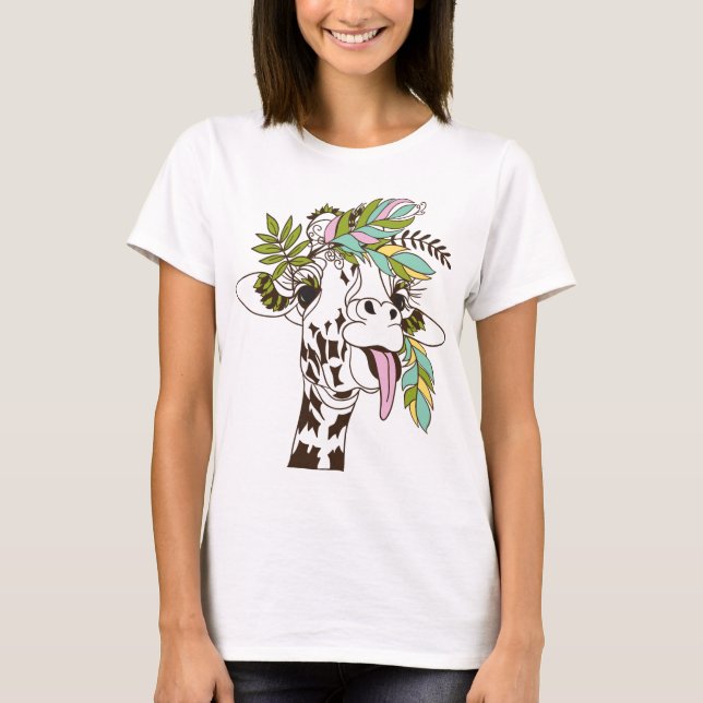 Giraffe tongue - cute and funny animals for lovers T-Shirt (Front)