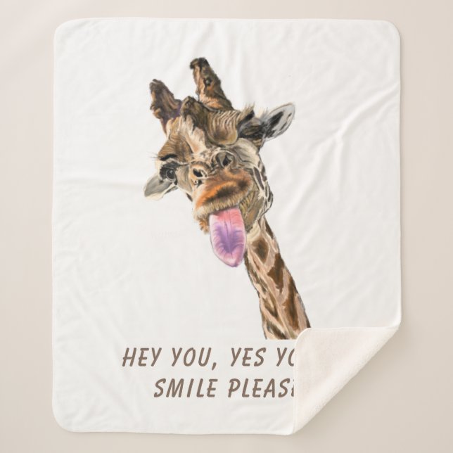 Giraffe Tongue Out Joueuse couverture Sherpa (Devant)