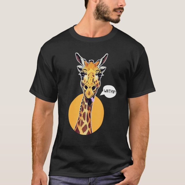 Giraffe Tongue Out What's Up Zoo Animal T-Shirt (Front)