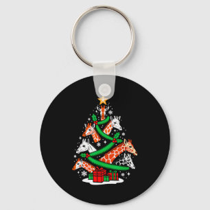 Giraffe Tree Christmas Giraffe Lover Xmas Squad Me Keychain