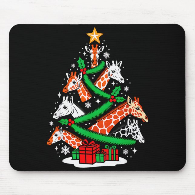 Giraffe Tree Christmas Giraffe Lover Xmas Squad Me Mouse Pad (Front)