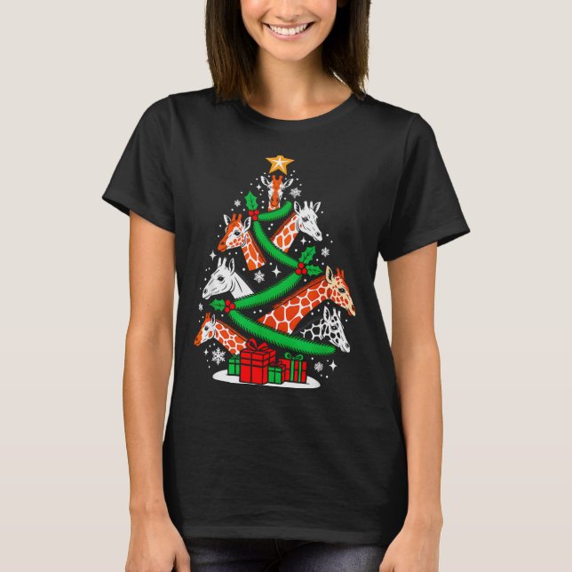 Giraffe Tree Christmas Giraffe Lover Xmas Squad Me T-Shirt (Front)