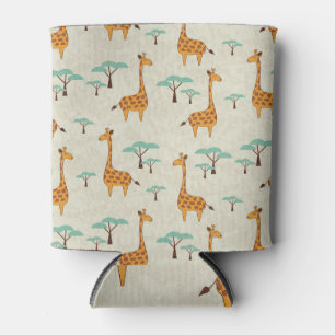 Giraffe tree vintage pattern. can cooler