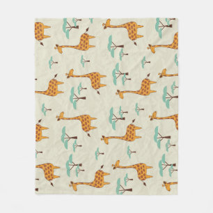 Giraffe tree vintage pattern. fleece blanket