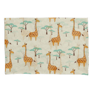 Giraffe tree vintage pattern. pillowcase