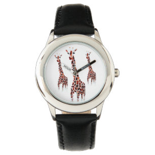 Giraffe Trio Wild Animal Art Watch