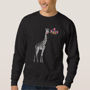 Giraffe Tulip Flower Kids Adults Cute Animal Pocke Sweatshirt