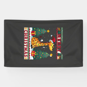 Giraffe Ugly Christmas Sweaters Funny Santa Hat Li Banner