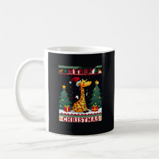 Giraffe Ugly Christmas Sweaters Funny Santa Hat Li Coffee Mug