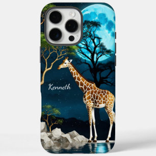 Giraffe Under Full Moon iPhone 16 Pro Max Case