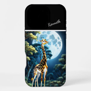 Giraffe Under Moonlight iPhone 16 Pro Max Case