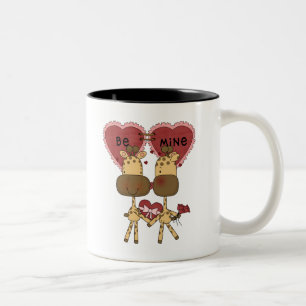 Giraffe Valentine Love  T-shirts and Gifts Two-Tone Coffee Mug