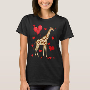Giraffe Valentine s Day heart Animals T-Shirt