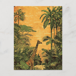 Giraffe vintage postcard