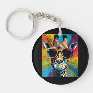 Giraffe Vintage Sunglasses Funny African Animal Keychain